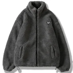 Zip Cashmere Up Coat Oversize Winter Jacket 2022 Men Women Streetwear Loose Black White Soft Korean Fashion Wool Outwear