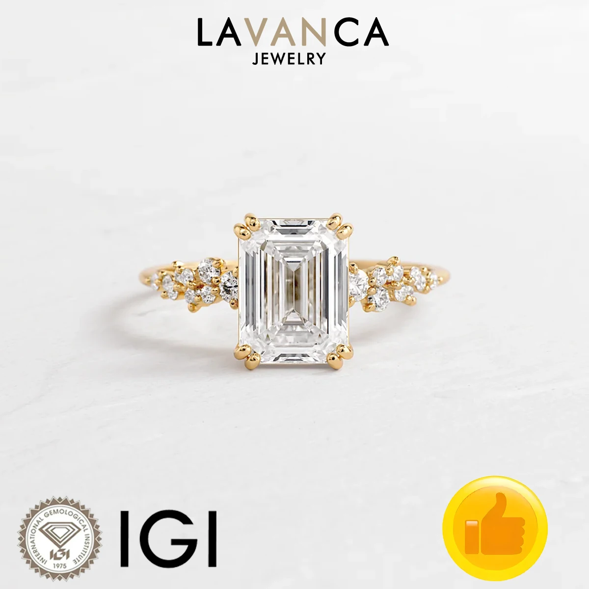 IGI Certified Emerald Cut Lab Created Diamond Ring 9K/14K/18K Yellow Gold Lab Diamond Engagement Ring Fine Jewelry For Women