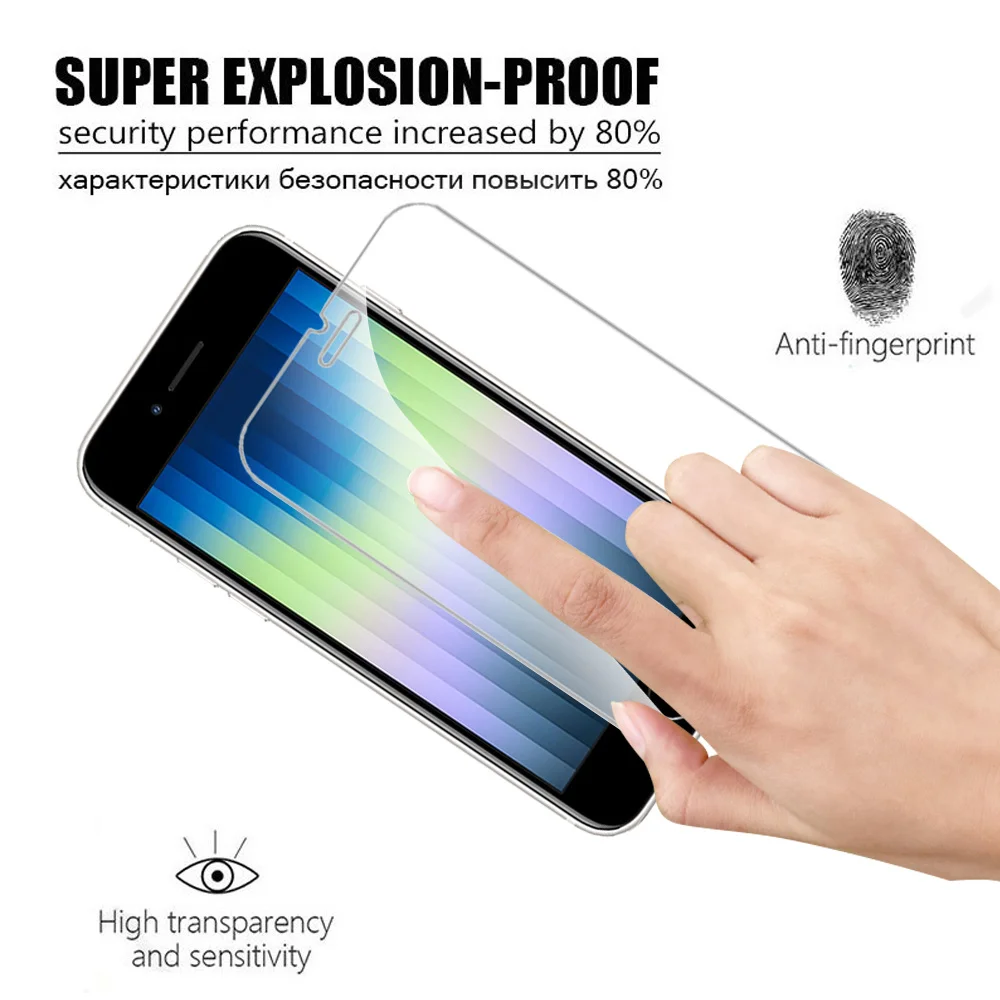 4PCS 9H Tempered Film For iPhone SE (2022) 4.7" Screen Protection Glass For Apple iphone SE3 5G iPhoneSE Safety Protector Cover