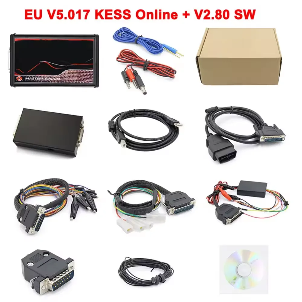 Online Unlimited KESS 2.80 EU Red V5.017 KTAG V7.020 4 LED 2.25 OBD2 Car ECU Chip Tuning Kit 5.017 K-Tag Programmer Tools