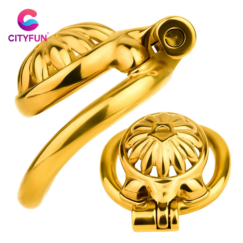 CITYFUN Gouden Zonnebloem Cock Lock Apparaat Mannelijke Kuisheidskooi Afneembare Urethrale Kuisheidsgordel Penis Ring Penetratie Seksspeeltje Mannen