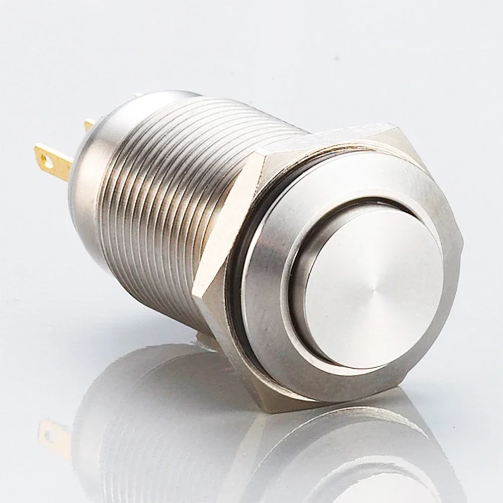 6 قطعة 12 مللي متر لحظة مفتاح بـزر دفع 12 فولت مقاوم للماء الطاقة الضغط على زر صغير مستدير الكروم الفولاذ المقاوم للصدأ المعادن 2pin N/O