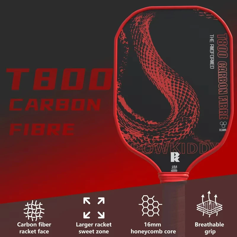 

Pickleball T800 Carbon Fiber Hot-Pressed 16mm Professional Competitive Sports Paddle Ball Equipment For Traction