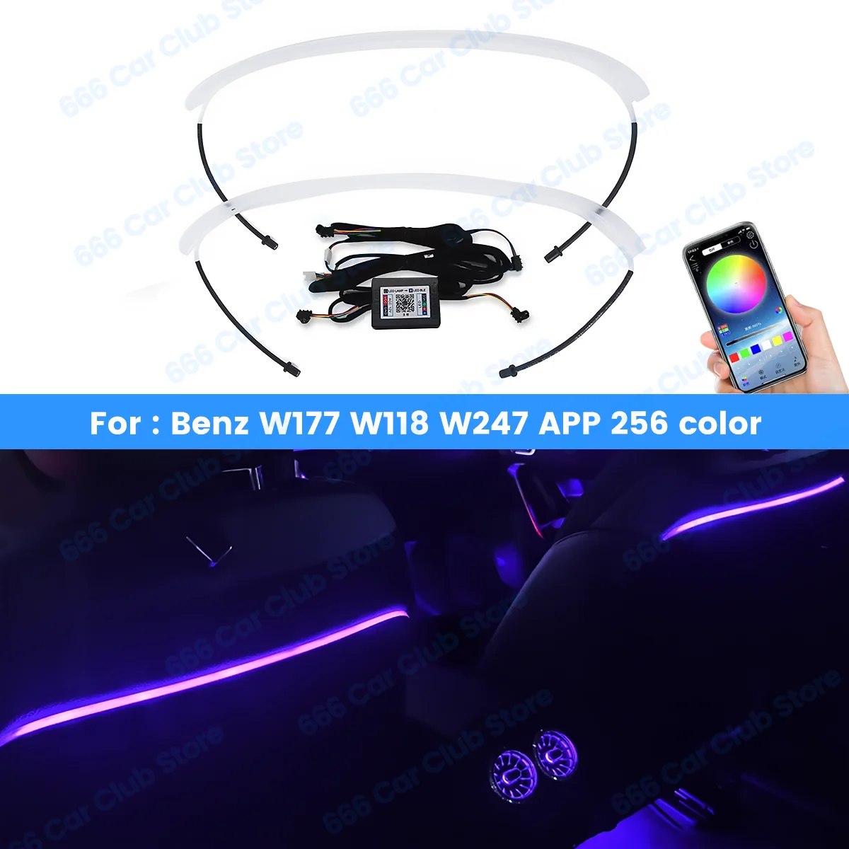 

256 farben LED Sitz Zurück Lampe Rückenlehne Dekorative lichter Für Mercedes Benz W177 W118 W247 B CLA GLB GLA APP Control