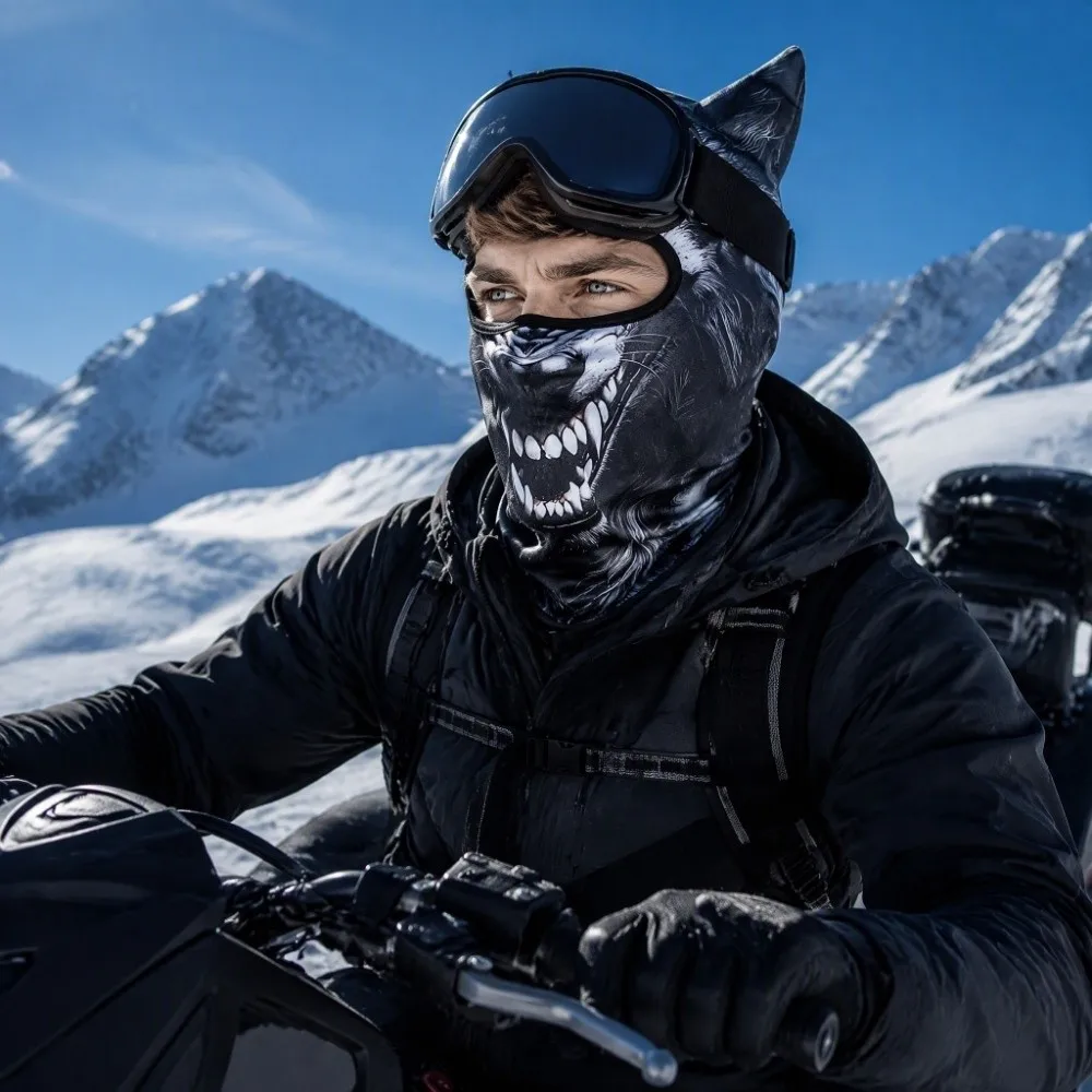 Eye-Catching 3D Printing Balaclava Soft Stretch Breathable Fabric Full Face Hood Cute Animal Full Face Animal Face Covering Ski