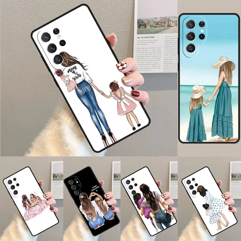 Mom and Daughter Silicone Phone Case For Samsung Galaxy note 10 pro S26 S25 S24 S23 S22 S21 Plus S25Ultra Capa Cover