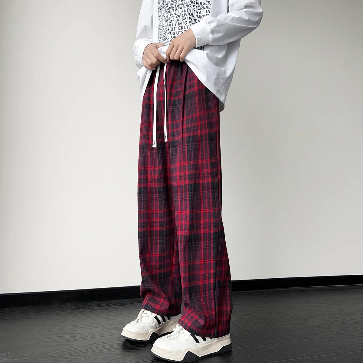 New Men's Jogger Plaid Sweatpants Men Harajuku Oversized Streetwear Y2k Hip Hop Wide Leg Baggy Harem Long Trousers Cargo Pants