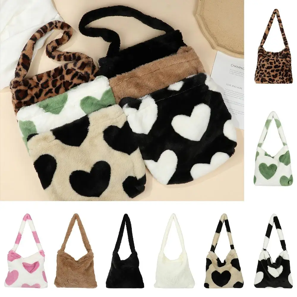 Women Girls Fluffy Shoulder Bag Top-handle Bag Female Autumn Winter Handbag Plush Tote Fashion Shopping Bag