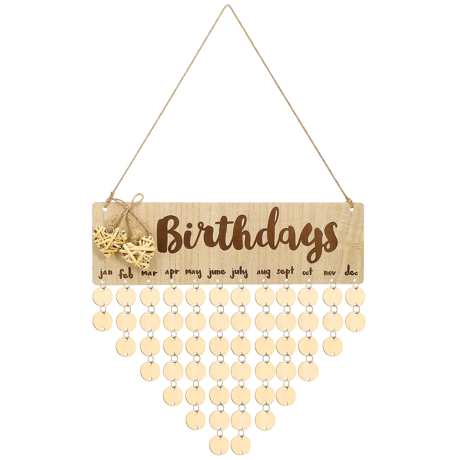 

Wooden Birthday Calendar Reminder Board with Engraved Letters Easy DIY Assembly for Anniversary Festival Gift Idea