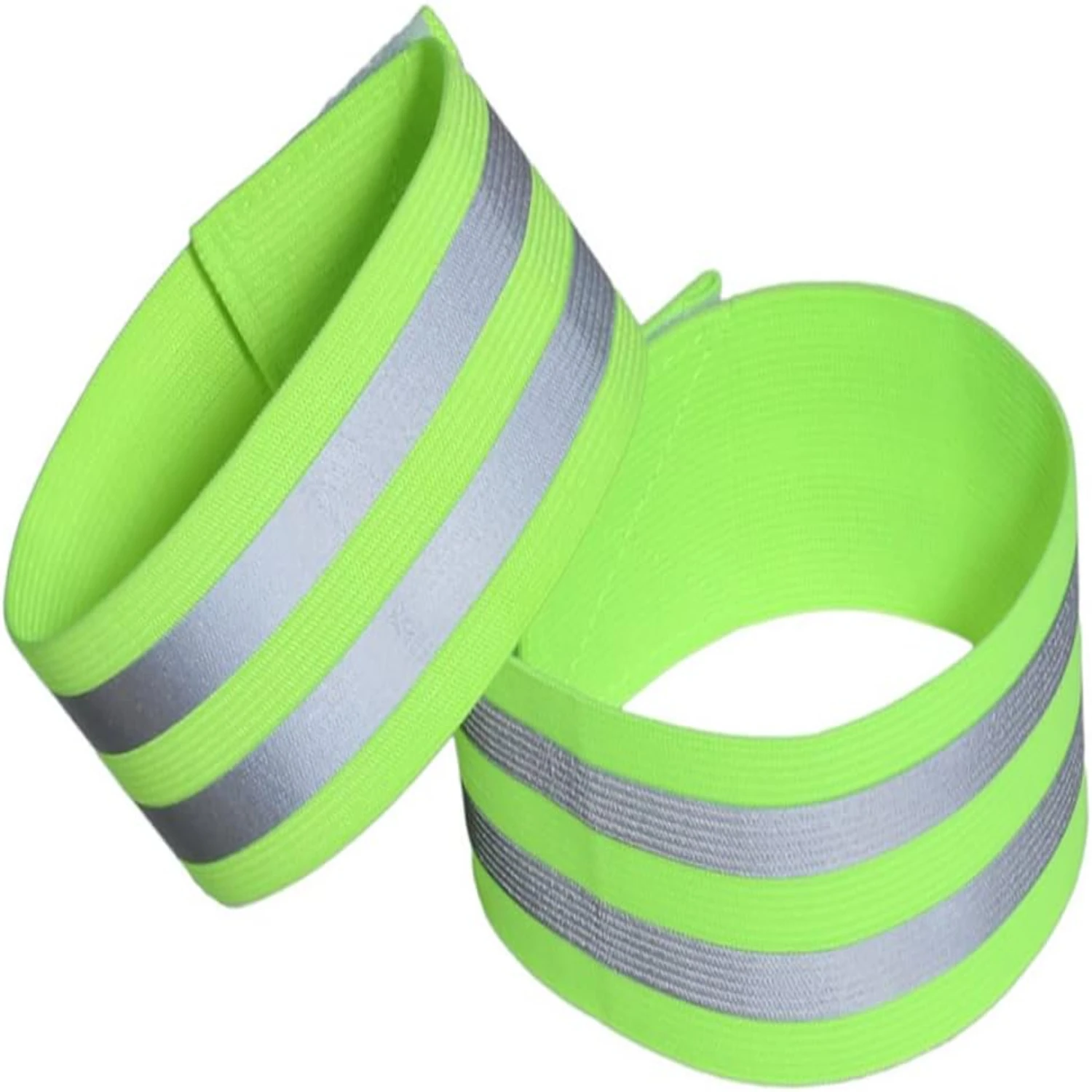 High Visibility Bright Reflective Fluorescent Arm Bands and Ankle Bands Set for Night Running, Walking, Cycling - Essential Safe