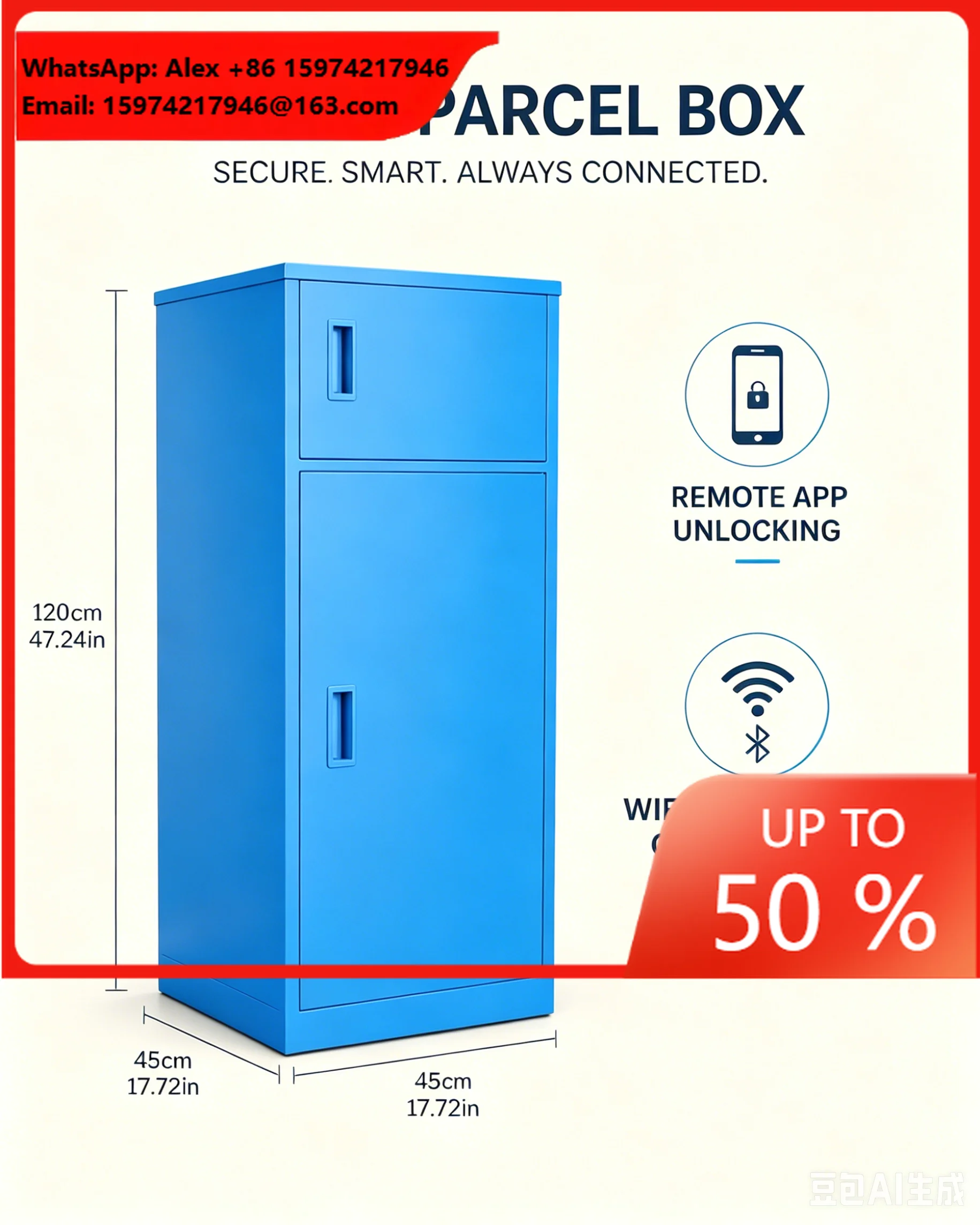 Wireless Outdoor Parcel Locker With App Control, Smart Dual-Compartment Mailbox, Secure Delivery Box For Home & Office