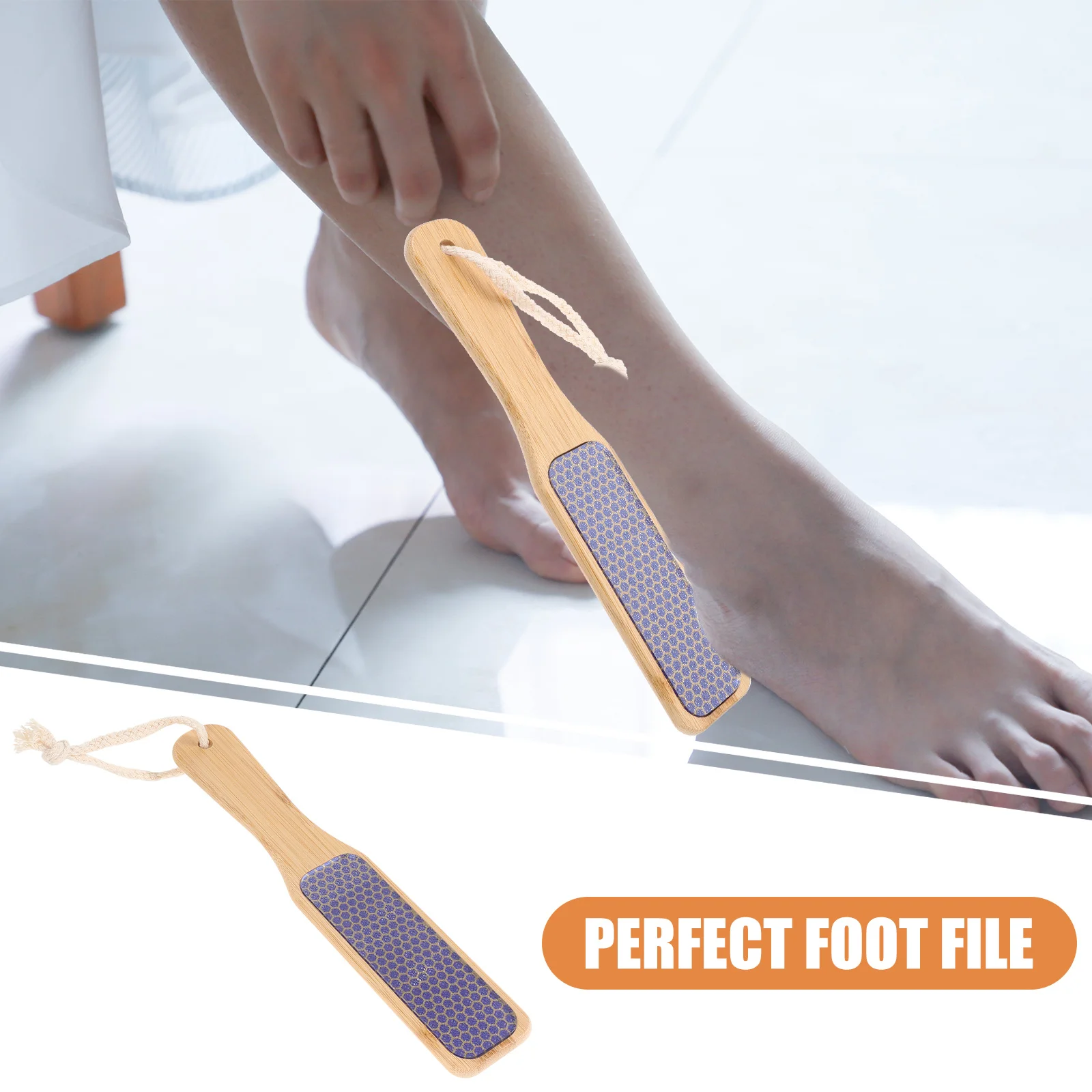Bamboo Handle Foot Callus Remover Transparent Glass Pedicure File for Dead Skin Exfoliation Smooth Heel Care Home Salon Use