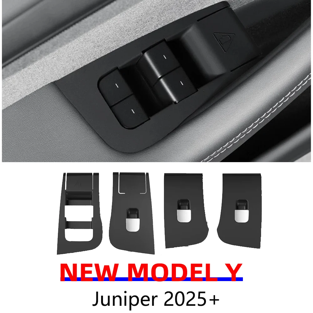 Auto-Glas-Hebeschalter-Panel für Tesla Model Y Launch/Juniper 2022, Silikon-Fensterknopf, Rahmen, Türsteuerung, Verkleidung, Aufkleber
