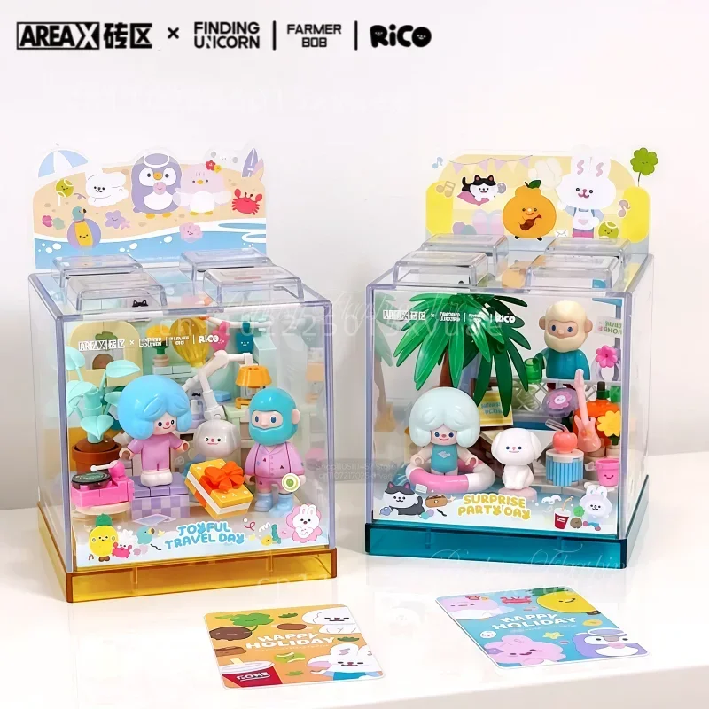 AREAX FINDING UNICORN Building Blocks FARMER BOB&RiCO Cartoon Assembly Box Model Toys Collectible Ornaments Christmas Gifts