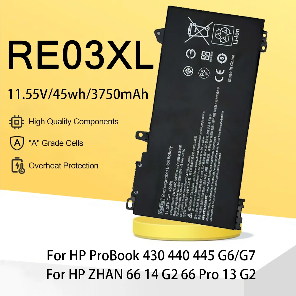 

RE03XL Аккумулятор для ноутбука HP ProBook 430 440 445 450 G7 G6 455R G6 ZHAN 66 Pro 13 G2 14 G2 G3 15 G2 L32656-002 L32407-2C1 54