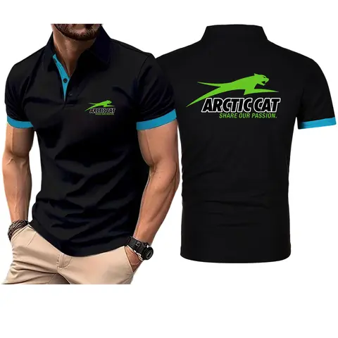 Arctic Cat Men's Sport Polo Shirts Quick Dry Short Sleeve Casual Outdoor Summer Tops Top Sale Athletic Activewea T shirt