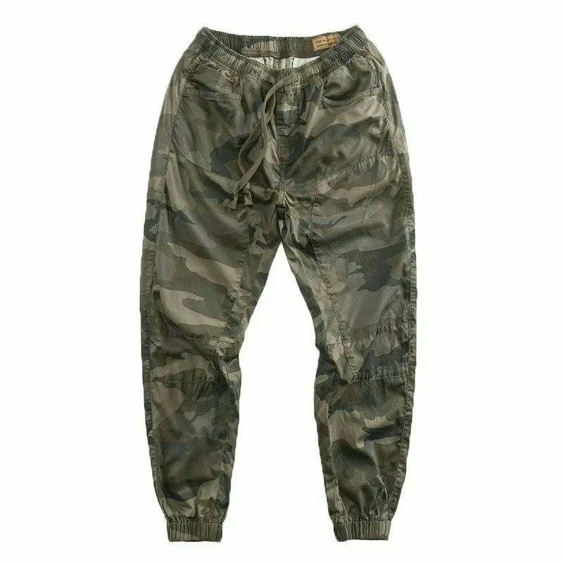 Pantaloni da lavoro in cotone a gamba dritta mimetica da uomo Pantaloni lunghi autunnali larghi in puro cotone giovanile
