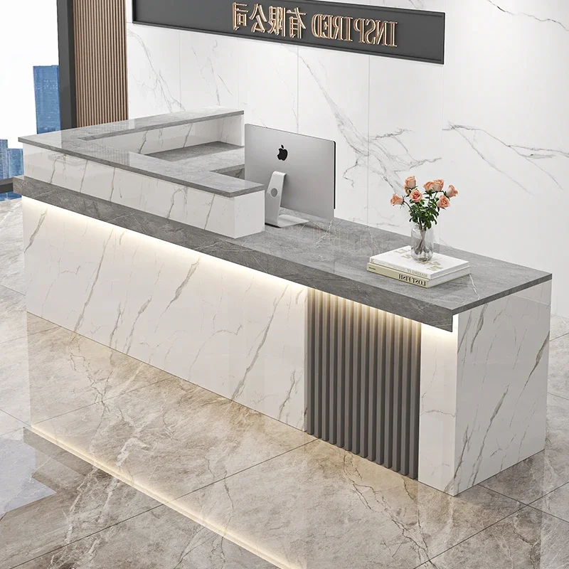 シニアグラマーレセプションデスクシンプルプロフェッショナル商業ユニークなバーカウンターサロンクラシックレゼプション商業家具