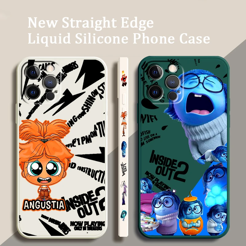 

Inside Out 2 Joy Sadness Cute For Apple iPhone 16 15 14 13 12 11 XR XS X Pro Max Plus Liquid Left Rope Phone Case Soft Cover