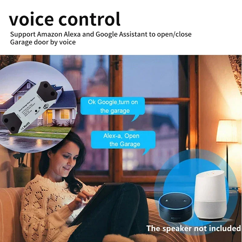 TNCE Tuya WIFI Garage Door Opener Controller, Remote control switch Module, smart life app, Voice with Alexa Echo Google Home