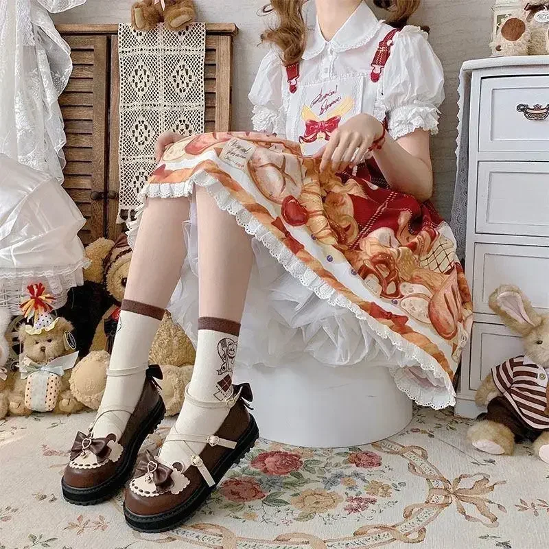 Ankle Buckle Strap Sweet Sandals Women Japanese Style Bow Kawaii Chic Round Toe Shoes Summer College Style Cute