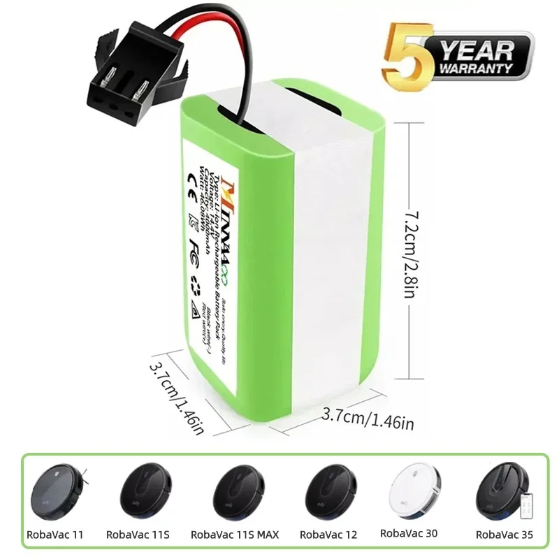 

14.4V 4000mAh Li-ion battery for Conga 990 1090 Tesvor X500 Ecovacs Deebot N79 N79S DN622 Eufy RoboVac 11 11S RoboVac 30 etc