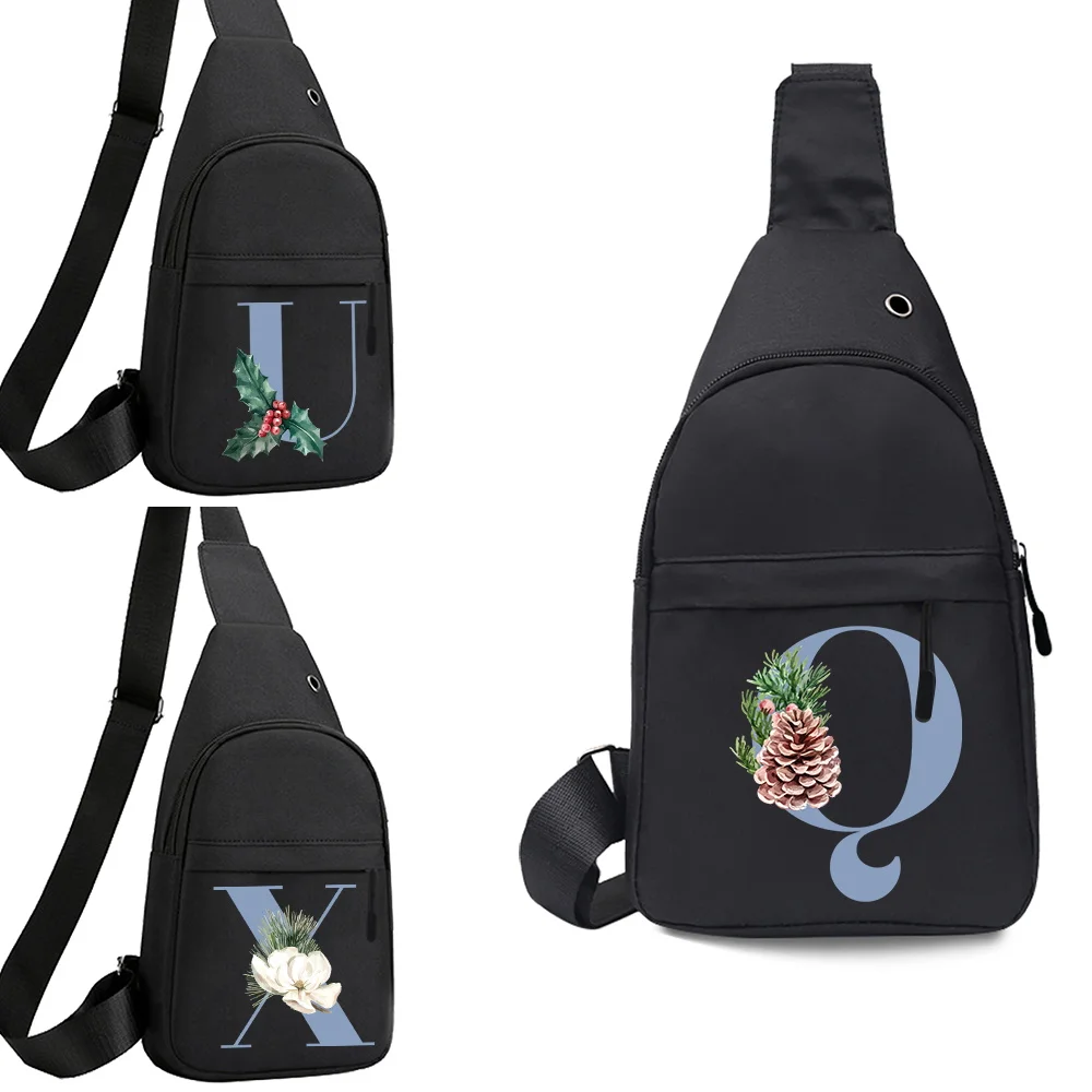 

Men Sports Chest Pack Fitness Yoga Mini Chest Bag Wallet Lightweight One Shoulder Crossbody Bag Blue Series A To Z Pattern