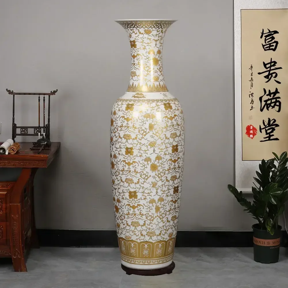 Ceramic ware floor to ceiling large vase, home living room decoration ornaments