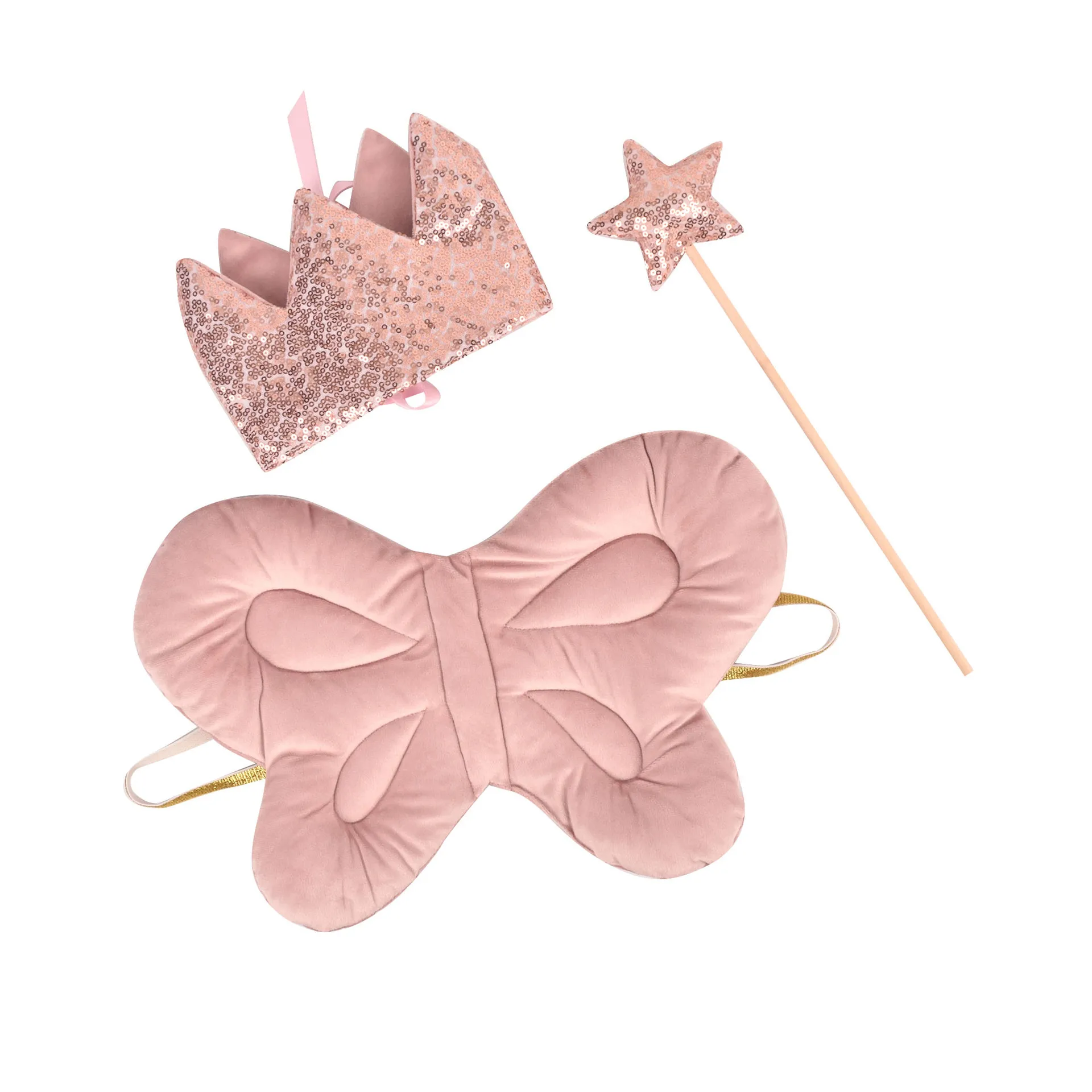 Ins Wind Girls Sequins Crown Children Angel Wings Crown Props Baby Baptism Props Stage Boys and Girls Party Show Fairy Stick Set