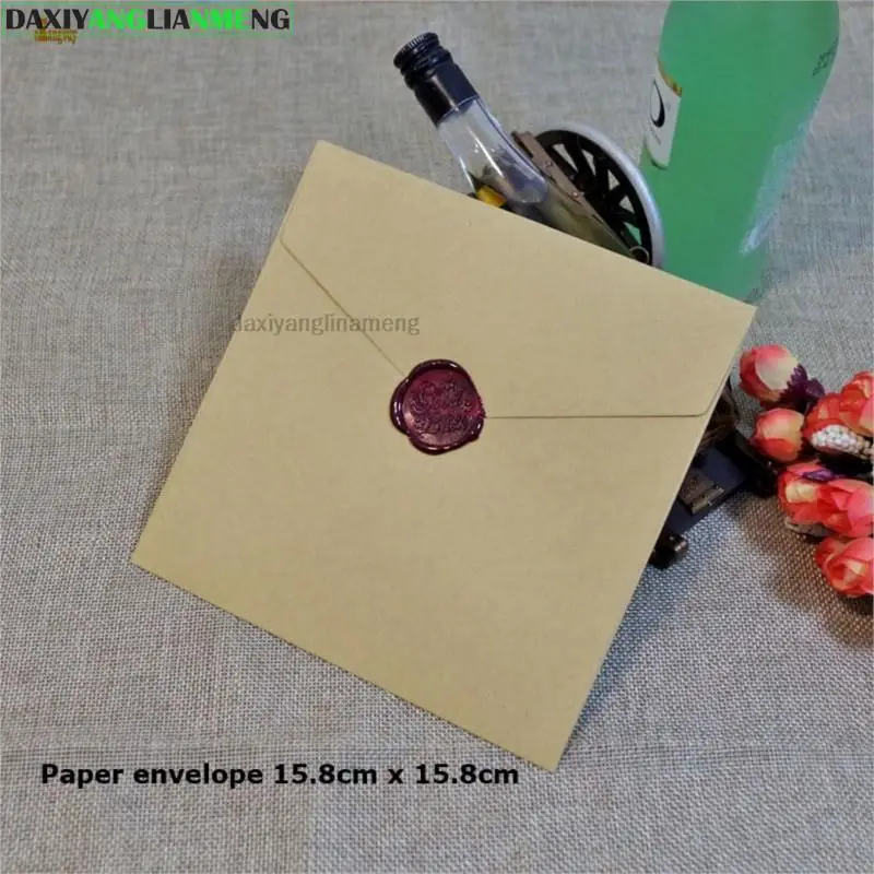 50PCS/LOT 15.8/12.7 /10 Square Kraft Multicolor Ordinary Invitation Paper Decorative Wedding Envelope Wholesale fast shipping