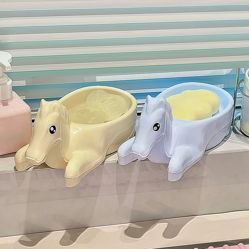 صندوق صابون على شكل حصان، طبق صابون على شكل خنزير كرتوني، حامل تخزين قابل للتصريف، طبق تخزين، ملحقات الحمام المنزلية