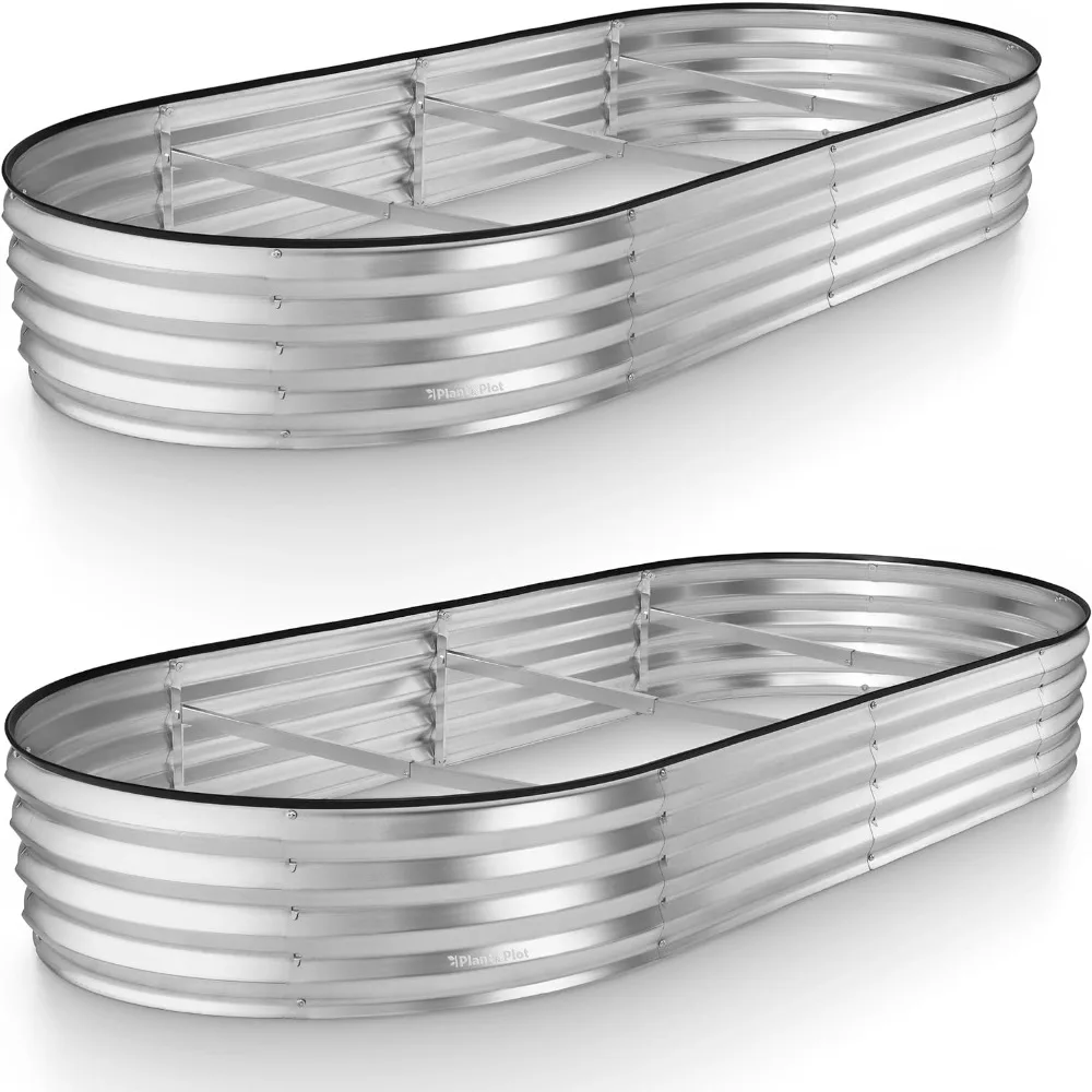 

Galvanized Raised Garden Beds Outdoor，8×4×1 ft (2-Pack) Planter Raised Beds for Gardening, Vegetables, Flowers (Silver)