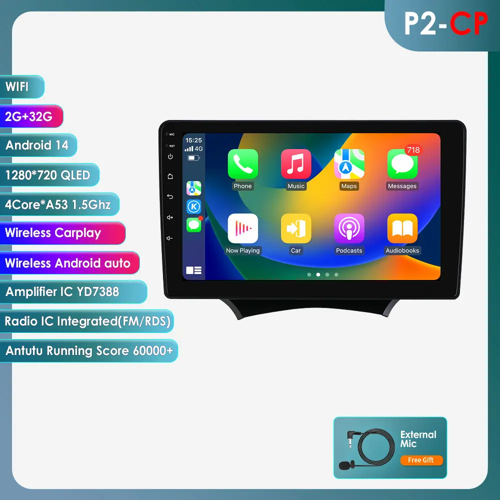 9" 2DIN Carplay Android 14 autoradio voor Ford KA 2008 2009 2010 - 2014 multimediaspeler GPS stereo 360 CAM intelligentiescherm