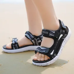 Sandali per bambini di marca primavera estate scarpe da spiaggia per ragazzi e ragazze sandali piatti traspiranti scarpe da esterno per bambini in pelle PU taglia 28-40