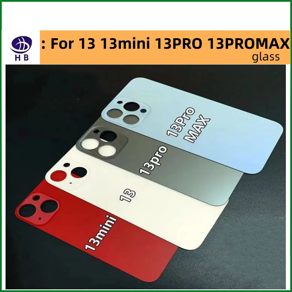 For iPhone 13 13 mini Back Cover Glass Fast Replacement High Quality Housing Battery Cover Big Hole Rear Glass,+3M Tape 13Mini