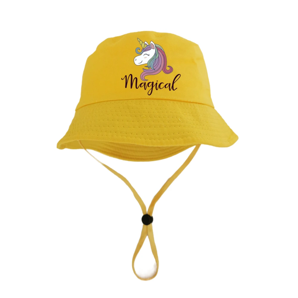 girls bucket hat unicorn hats cap accessories girls summer sun fishing hat cap for kids Windproof rope mommy and me bonnets