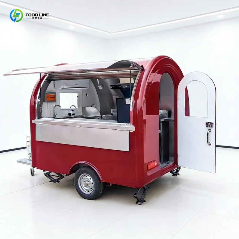 Espresso Trailer Commercial Kitchen Stainless Steel Mobile Coffee Cart for Street Vendor Business