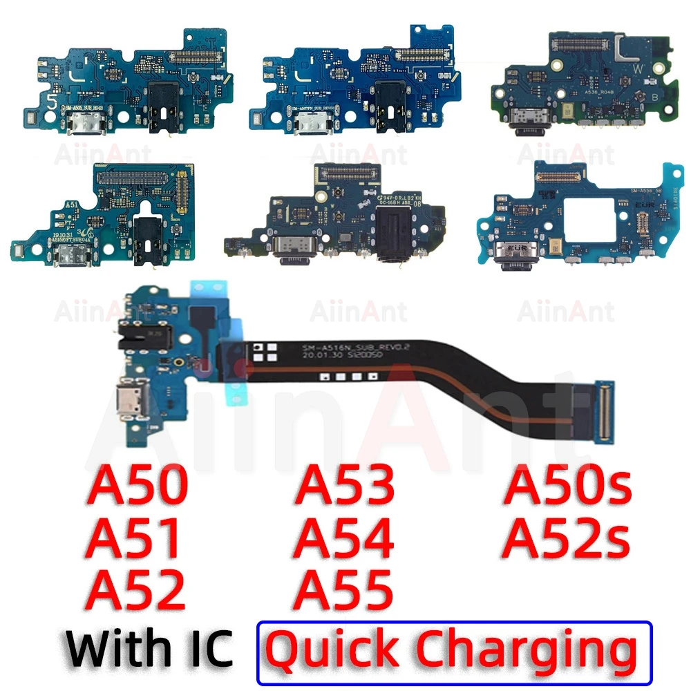 

Dock USB Charger Quick Charging Port Connector Board Flex Cable For Samsung Galaxy A50 A50S A51 A52 A52s A53 A54 A55 4G 5G Parts