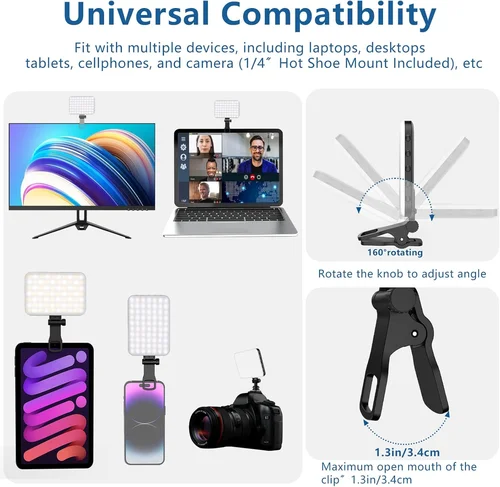 Imagen 2 del producto Luz de relleno de luz de vídeo LED 60 recargable 2500 MAh Ajustado 3 modos de luz CRI95 Mini luz portátil para selfies 2500-9000K