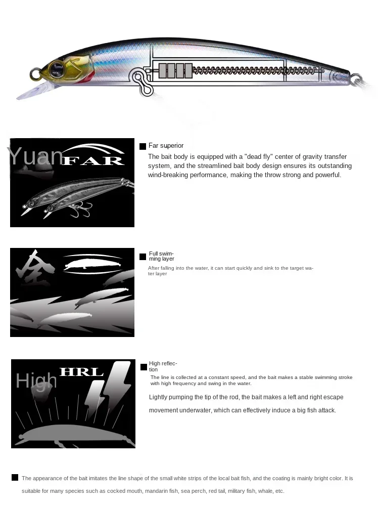 EWE الفضة المطلقة المغمورة مينو بعيدا مينو الفم باس اليوسفي الأسماك لويا إغراء الطعم #4