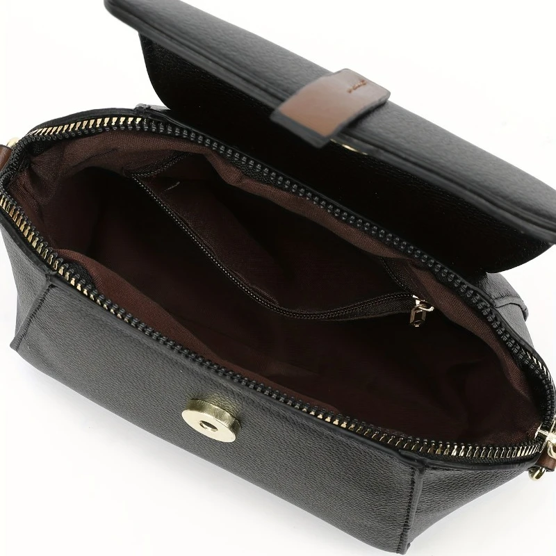 Fashionable Women's Leather Compact Crossbody Bag, Korean Version Solid Color Single Shoulder Shell Bag, Suitable for Banquets