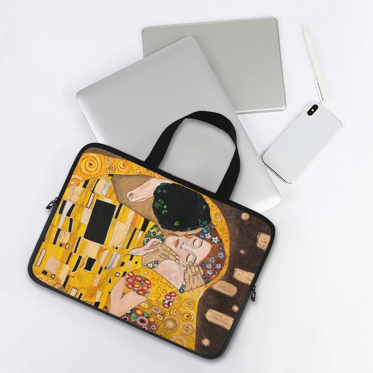 Oil Painting Kiss/Waterlily Designer Laptop Bag Gustav Klimt/Monet Tablet Sleeve Cases Portable Female PC Computer Handbags 2023