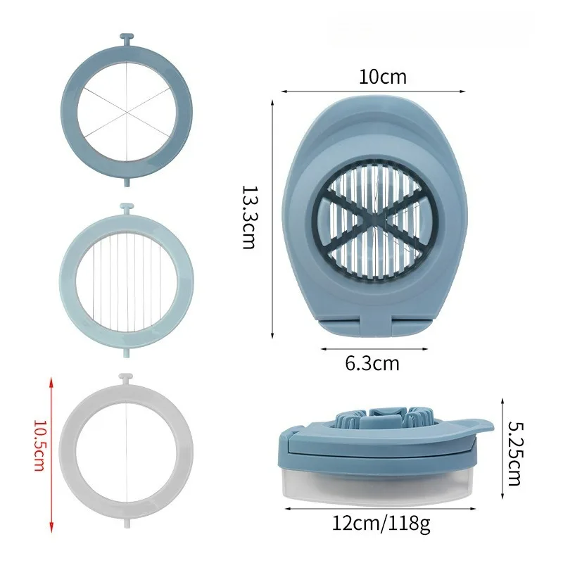 1PCS 3-in-1 Stainless Steel Egg Slicer, Japanese Style Multi-Function Wire Egg Cutter, Household Egg Wedger Slicer for Kitchen