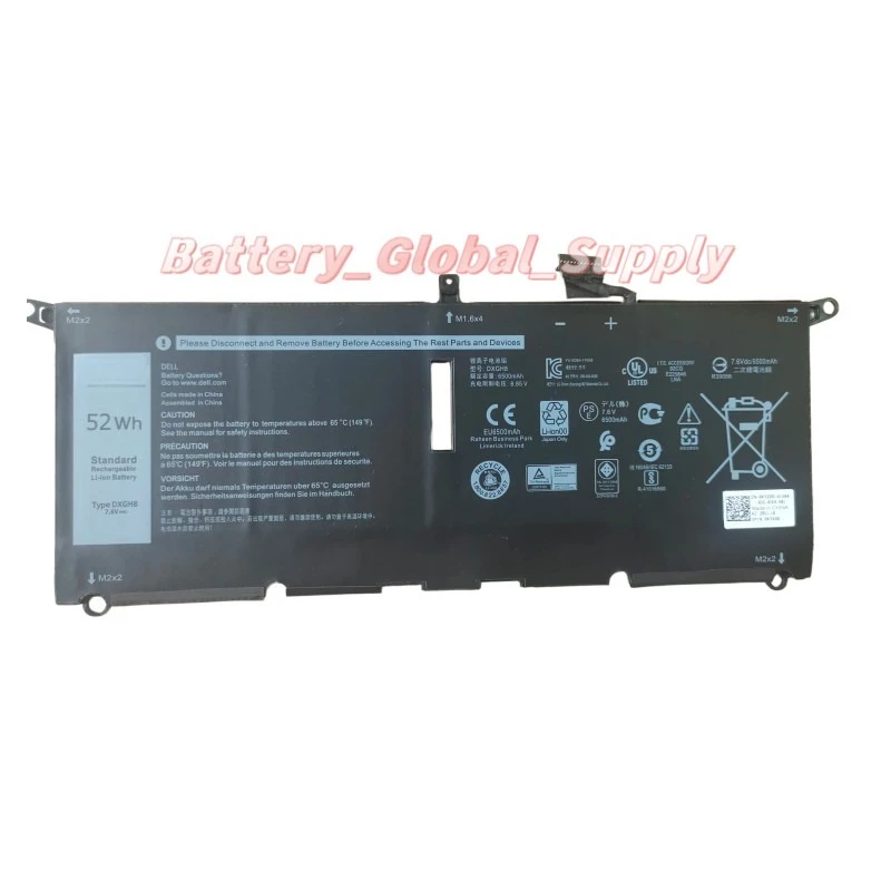 

2 52Wh DXGH8 batteries for XPS13 9370 9380 7390 5390 5391 7.6V -