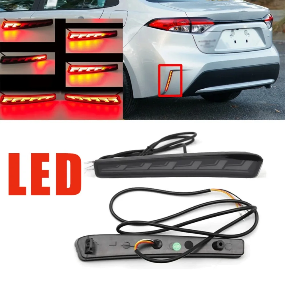 

For Toyota Corolla 2020-24 L/XLE Rear Bumper Smoke LED Reflector Brake Light Set