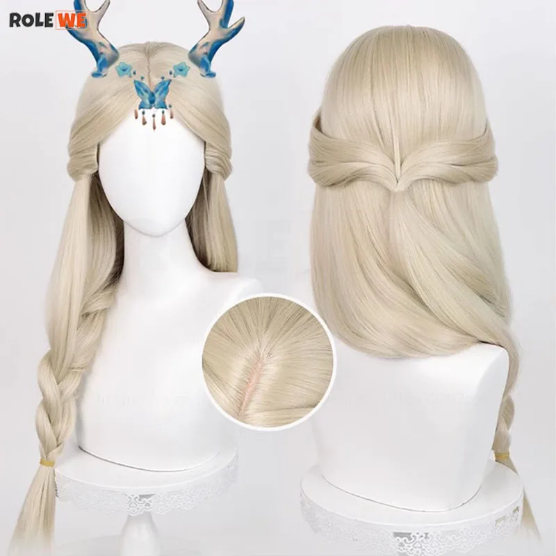 

Fiona Gilman Cosplay Wig Game Priestess Light Golden Long Pre Braided Heat Resistant Synthetic Hair Anime Party Wigs + Wig Cap