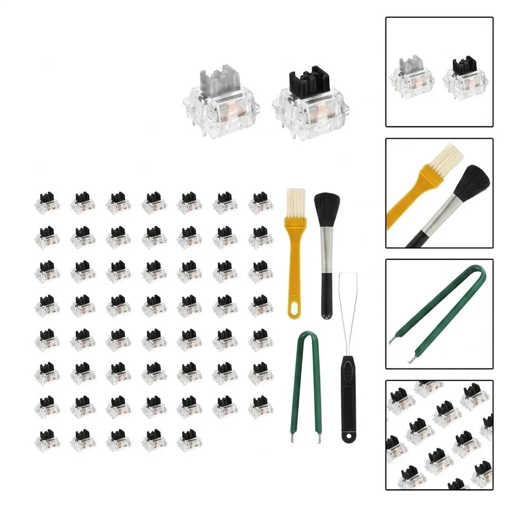 100pcs Mechanical Keyboard Switches Set 3 Pin Cyan Blue Black Dustproof With Keycap Puller Tool For Gaming Typing For Custom Kit