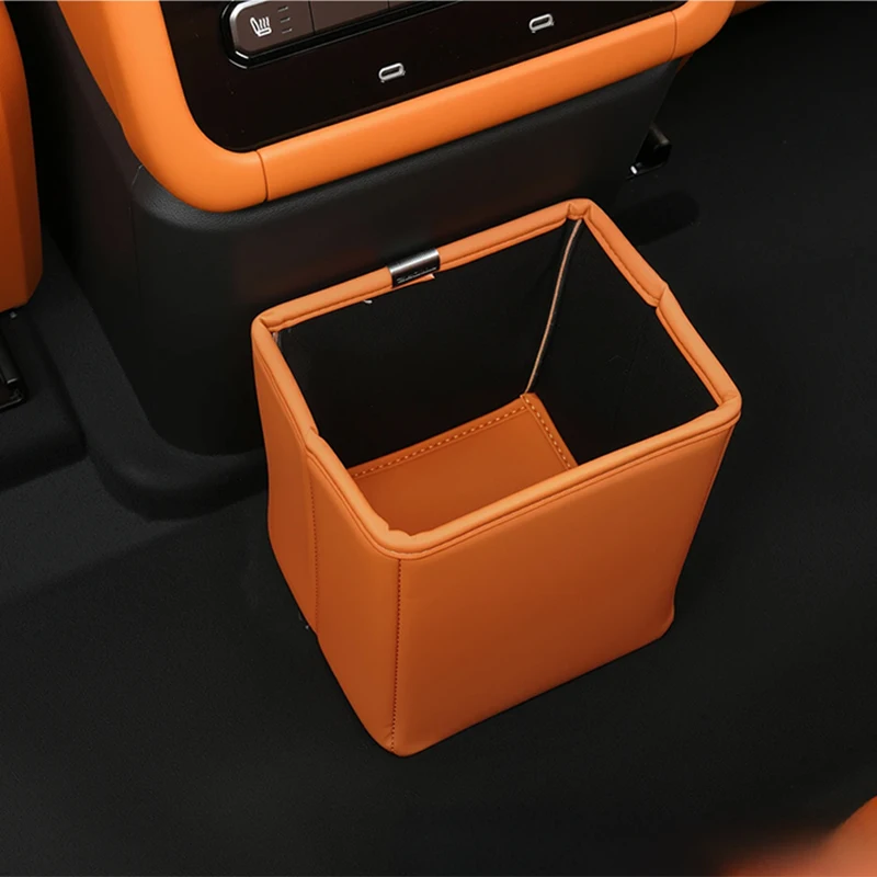 For JETOUR G700 2025+ Foldable Trash Can Storage Box Leather Trash Can Second Row Trash Bag Interior Upgrade Car Accessories view 4