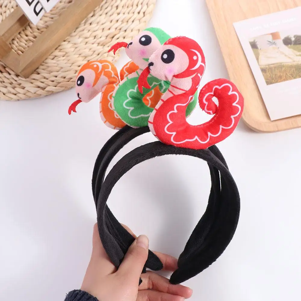 Creative Chinese Zodiac Snake Headband Plushy Soft Chinese New Year Hairband Headwear Fur Lunar Year