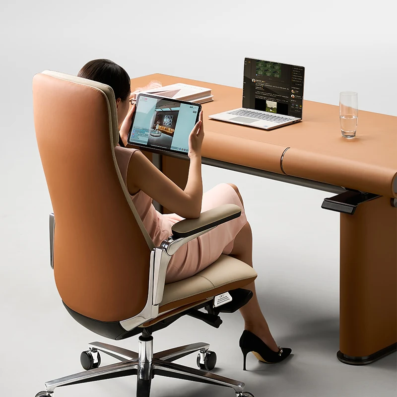 Ottoman Headrest Office Chair Wheels Armrest Nordic Leather Design Ergonomic Chair Recliner Portable Sillas De Oficina Furniture